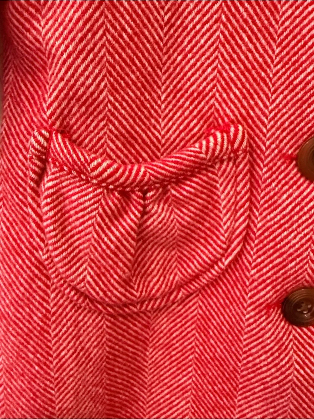Vintage GAP Girls Red Herringbone Pea Coat holiday wool blend Christmas photos 2